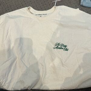 Cream Short Sleeve Tee with Green Accent